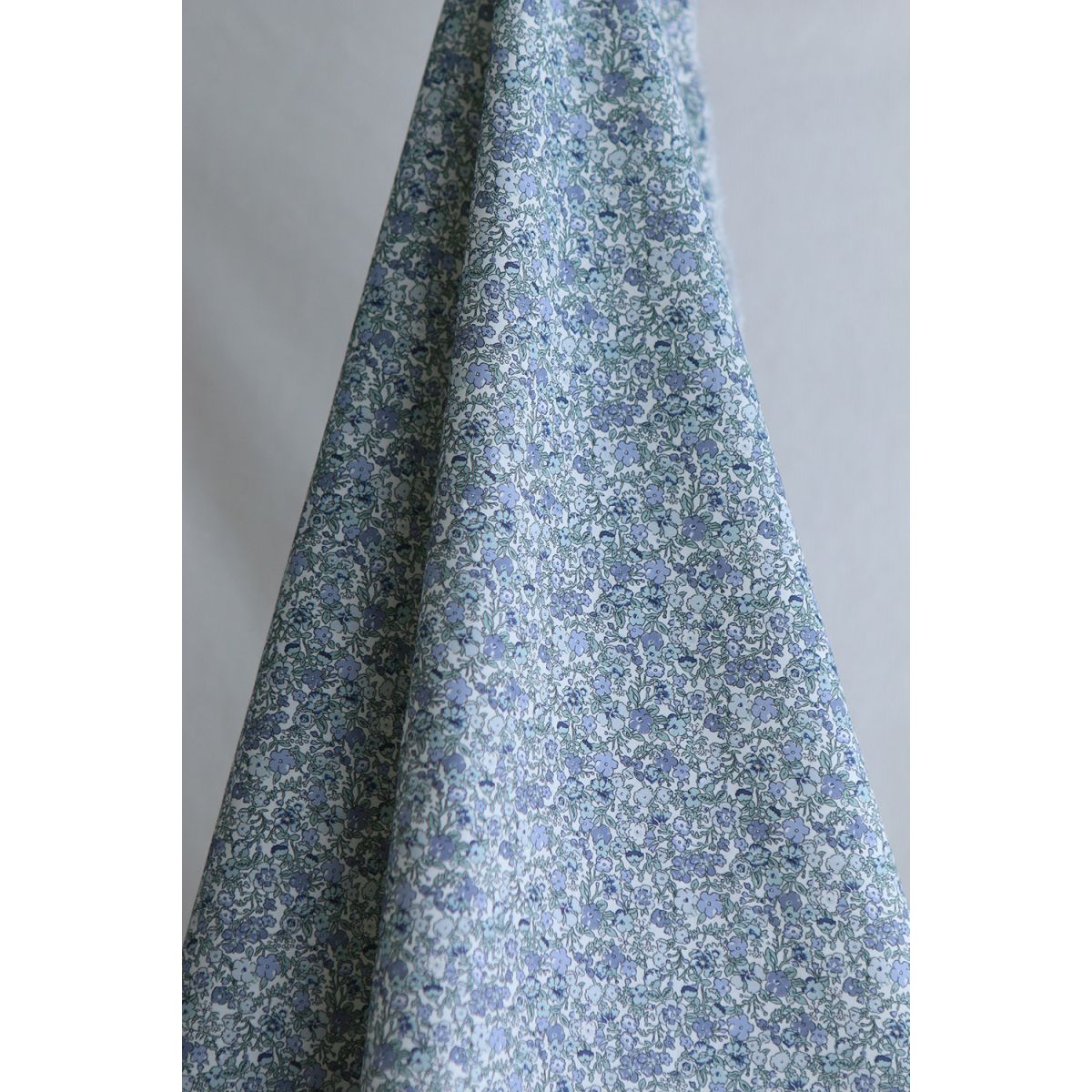 Opheline - Popeline douce coton organique fleuri bleu