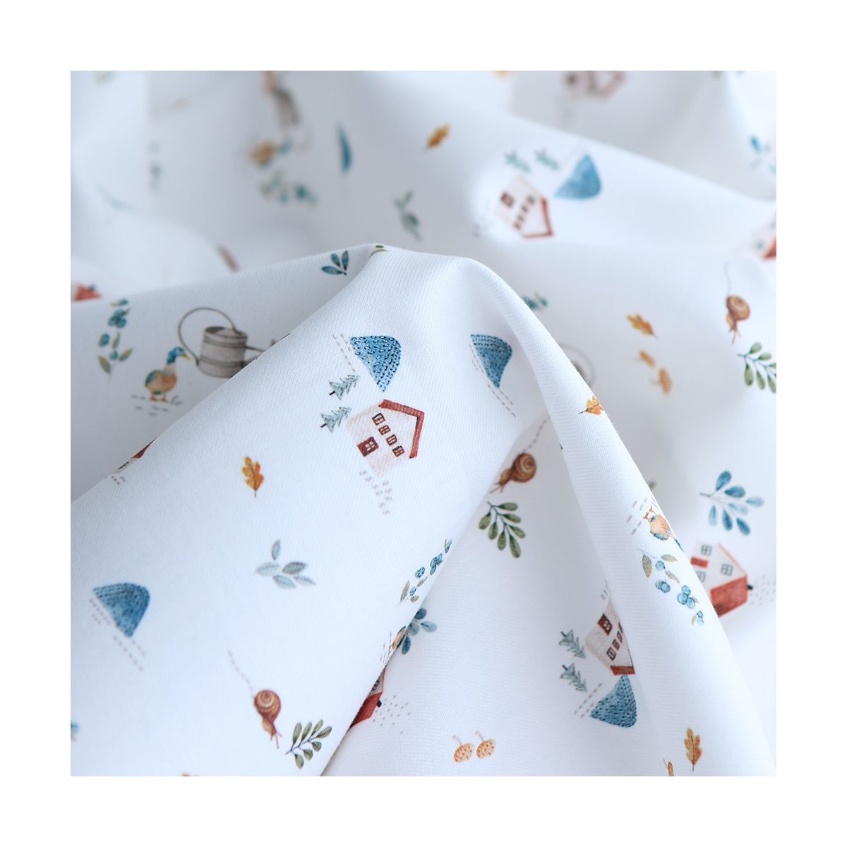 Mathurin - Tissu sergé / twill de coton organique imprimé ferme