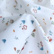 Mathurin - Tissu sergé / twill de coton organique imprimé ferme