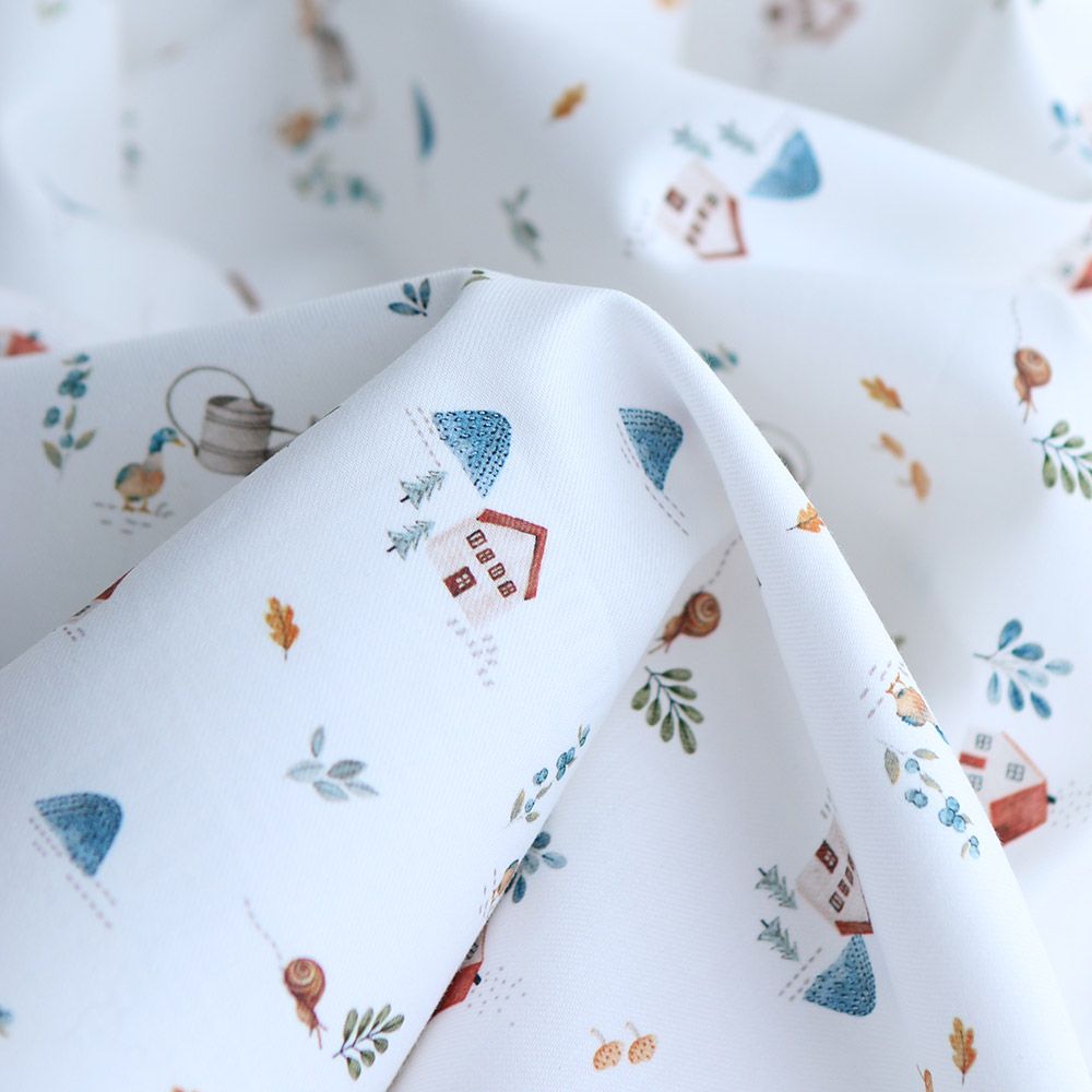 Mathurin - Tissu sergé / twill de coton organique imprimé ferme