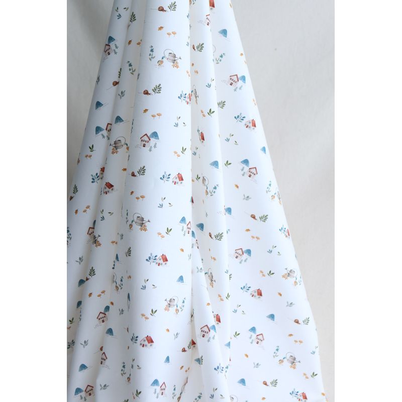 Mathurin - Tissu sergé / twill de coton organique imprimé ferme