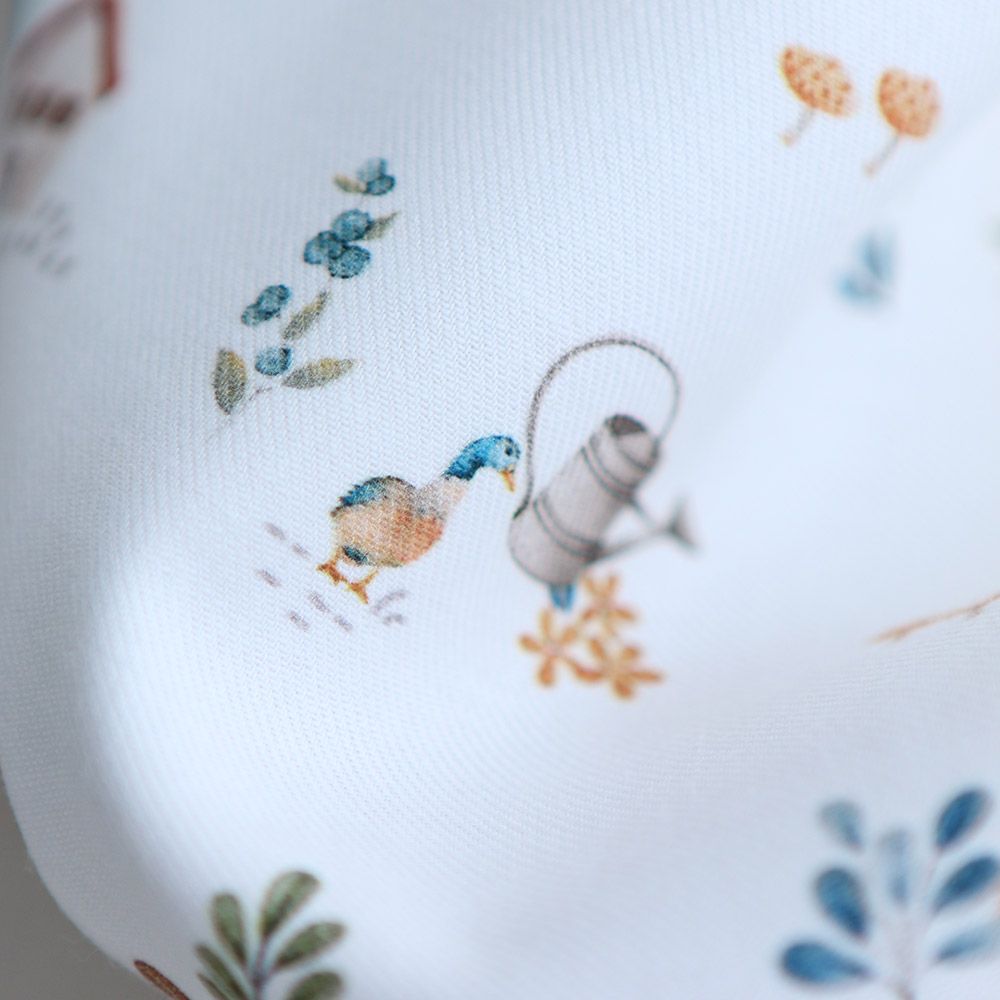 Mathurin - Tissu sergé / twill de coton organique imprimé ferme