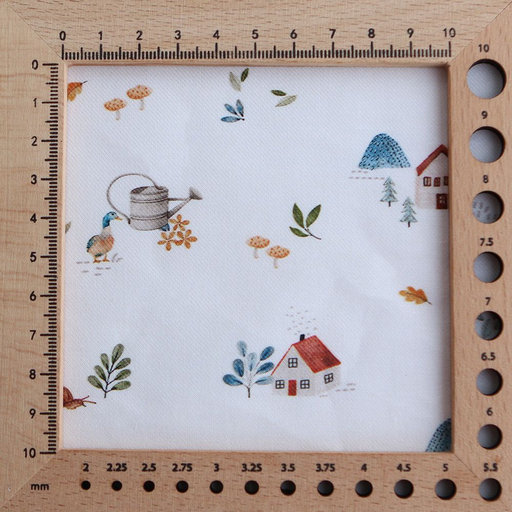 Mathurin - Tissu sergé / twill de coton organique imprimé ferme