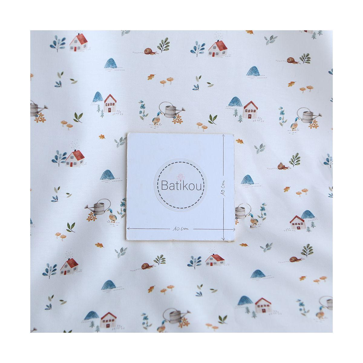 Mathurin - Tissu sergé / twill de coton organique imprimé ferme