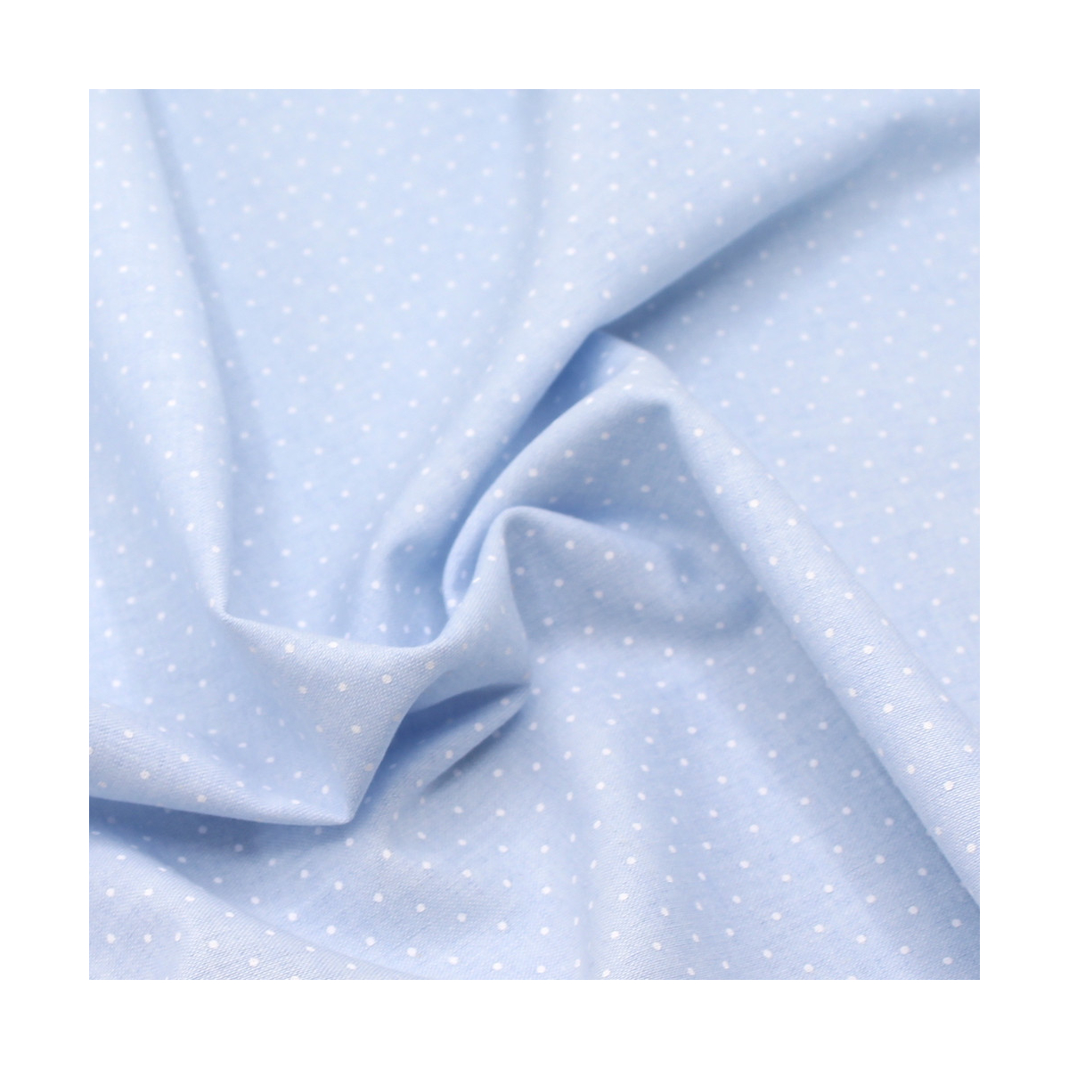 Chambray coton coloris bleu ciel à pois Chambray coton coloris bleu ciel à pois
