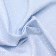 Chambray coton coloris bleu ciel à pois