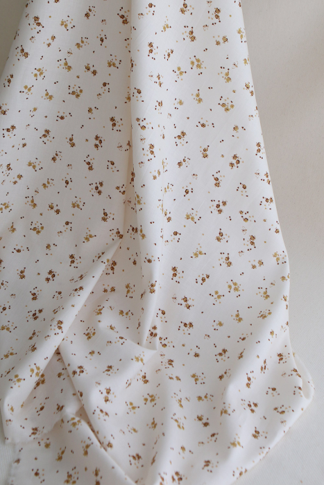 Paula - Tissu sergé de coton organique fin imprimé fond écru