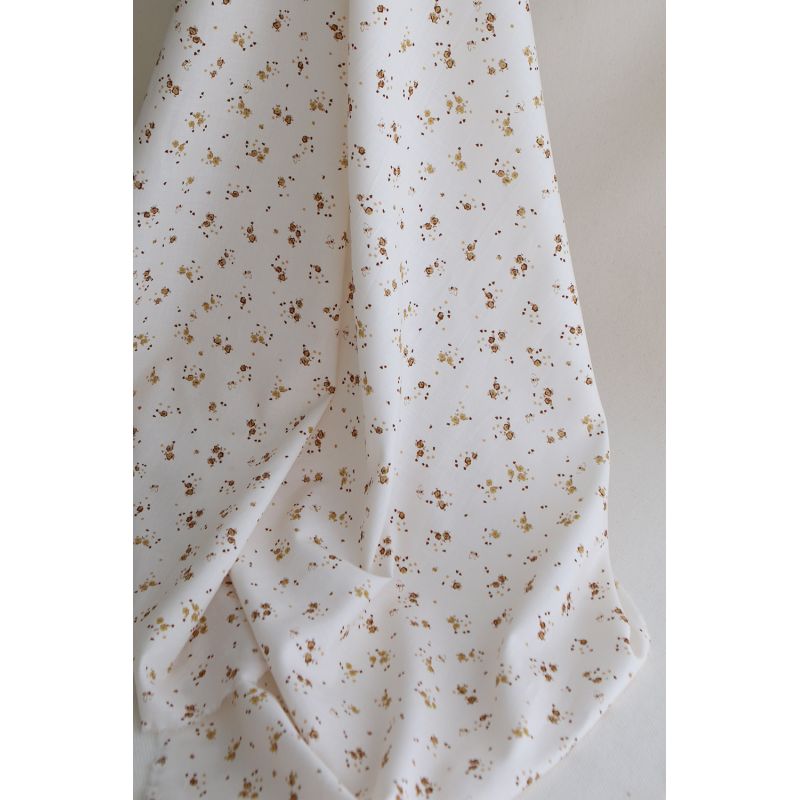 Paula - Tissu sergé de coton organique fin imprimé fond écru