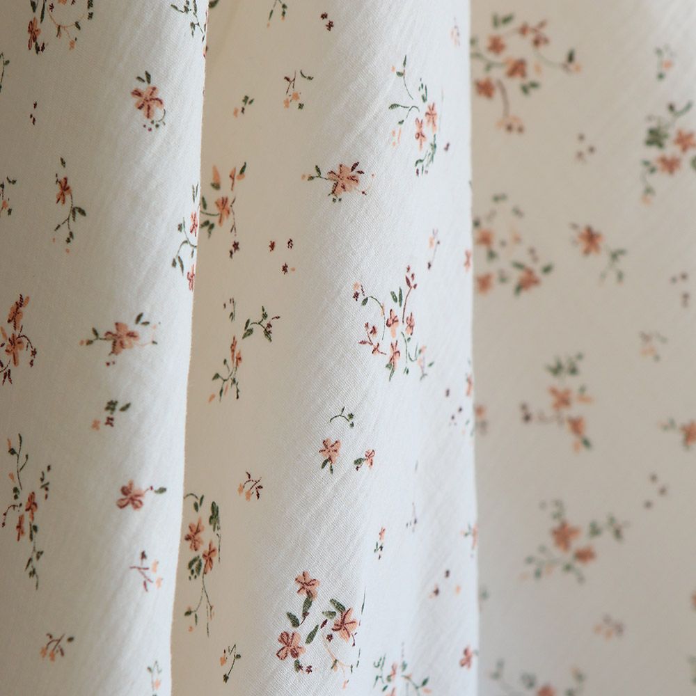 Sofia - Double gaze de coton motif fleuri fond écru