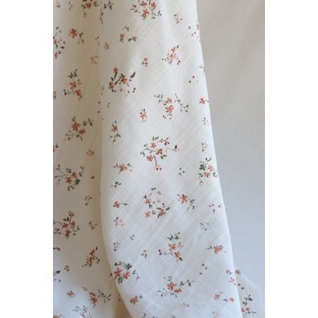 Sofia - Double gaze de coton motif fleuri fond écru