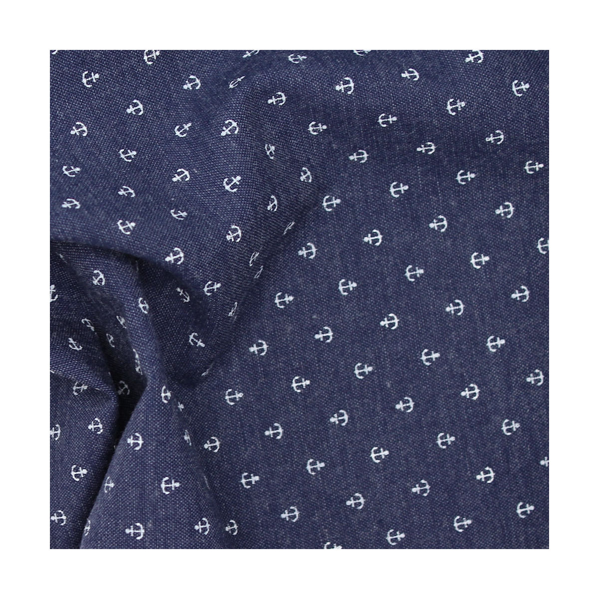 Chambray coton bleu marine à motifs arches Chambray coton bleu marine à motifs arches