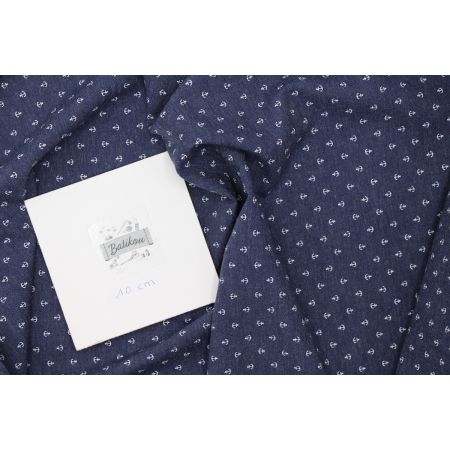 Chambray coton bleu marine à motifs arches Chambray coton bleu marine à motifs arches