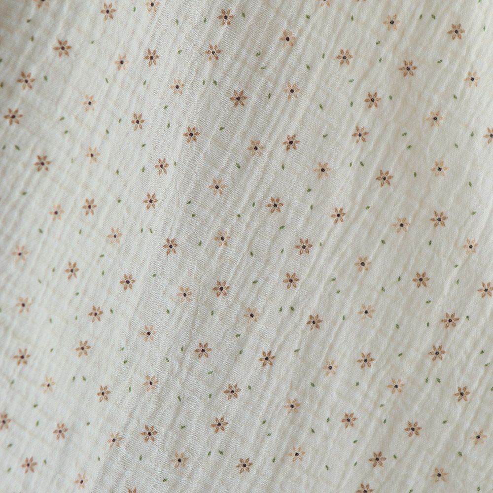 Double gaze de coton imprimé petites fleurs fond écru