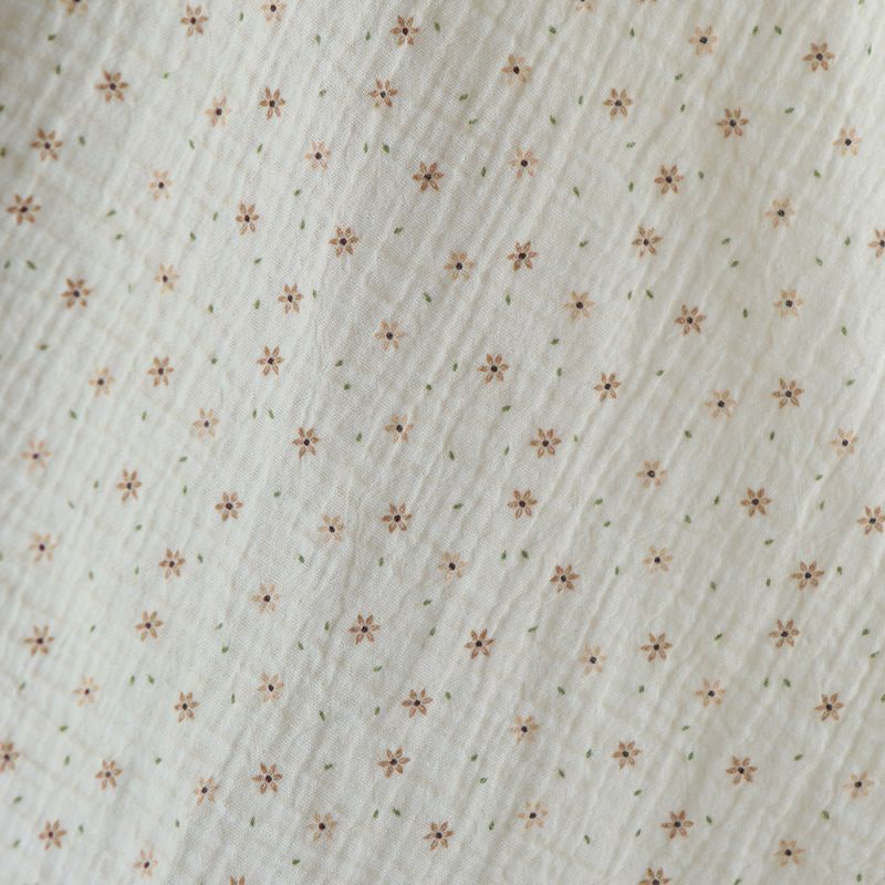 Double gaze de coton imprimé petites fleurs fond écru