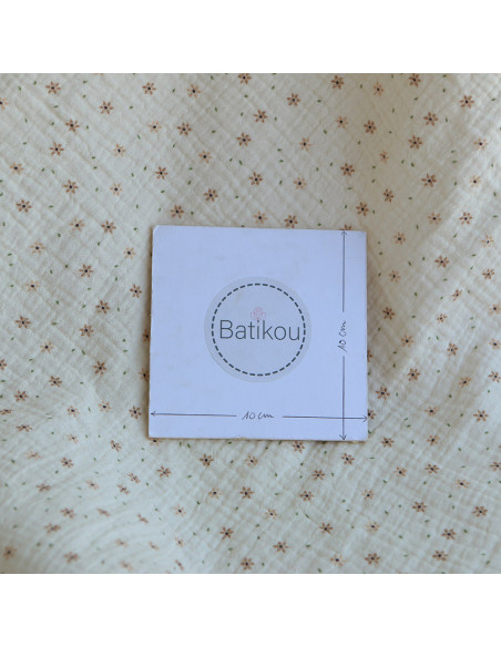 Double gaze de coton imprimé petites fleurs fond écru