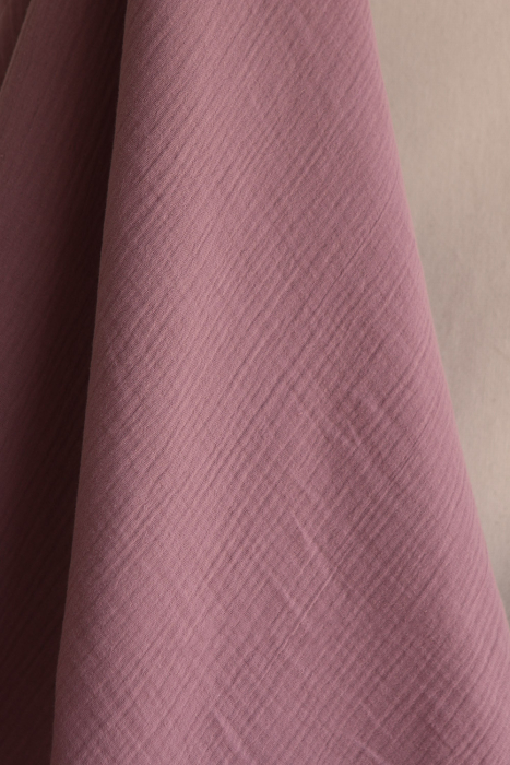 Double gaze de coton BIO unie bois de rose
