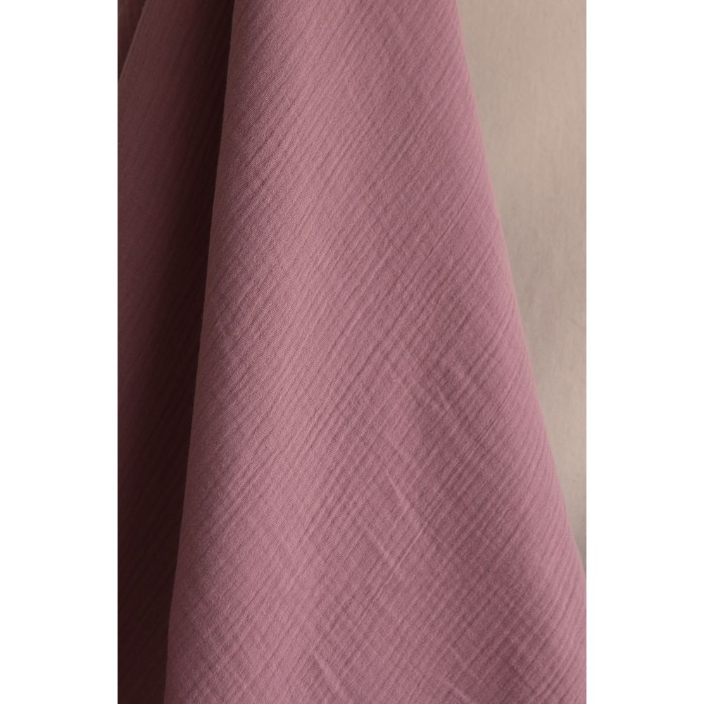 Double gaze de coton BIO unie bois de rose
