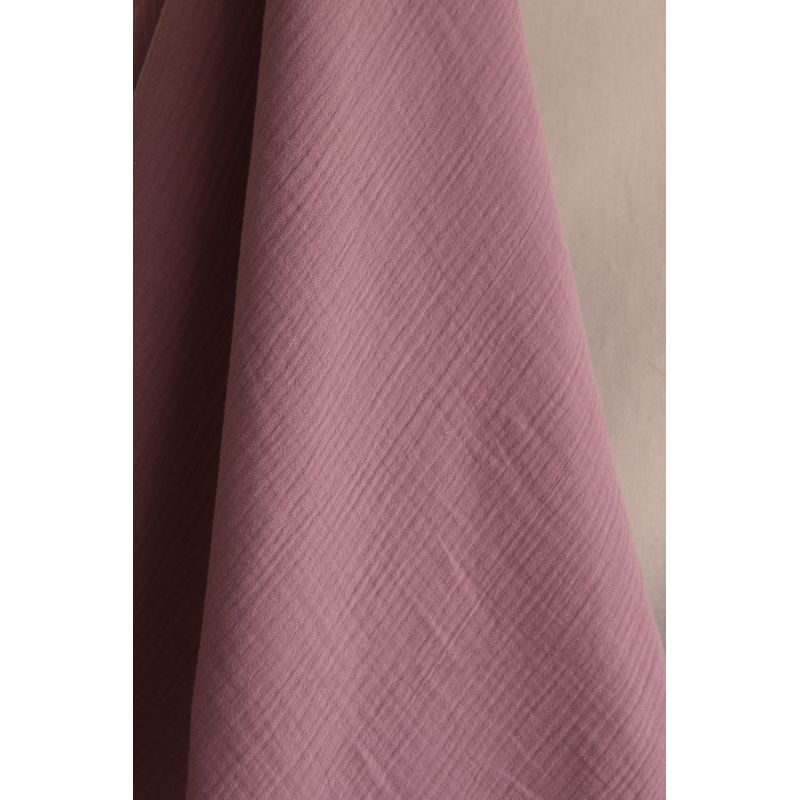 Double gaze de coton BIO unie bois de rose