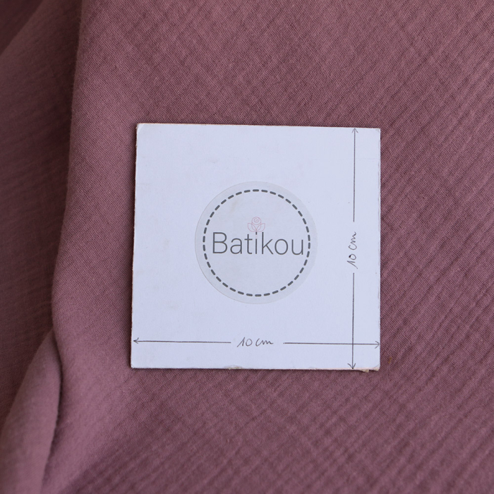 Double gaze de coton BIO unie bois de rose