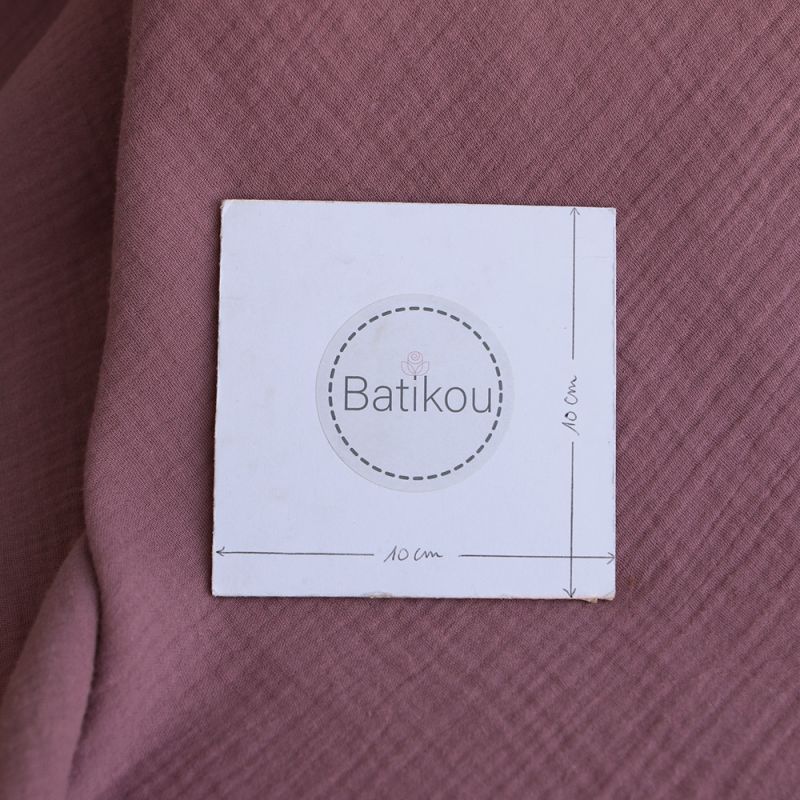 Double gaze de coton BIO unie bois de rose