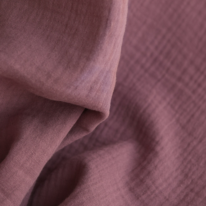 Double gaze de coton BIO unie bois de rose