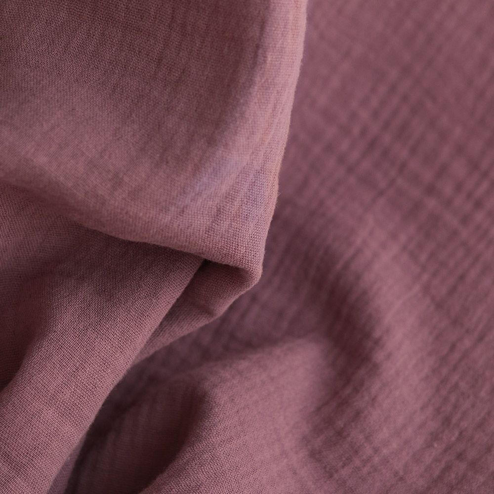Double gaze de coton BIO unie bois de rose