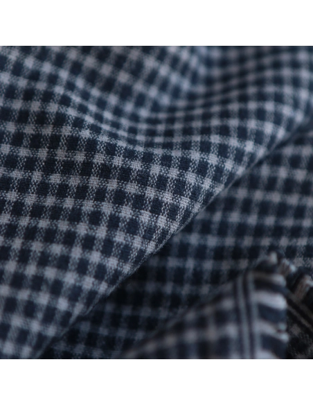 Billie - Coton gratté organique / flanelle imprimé carreaux tartan anthracite et taupe