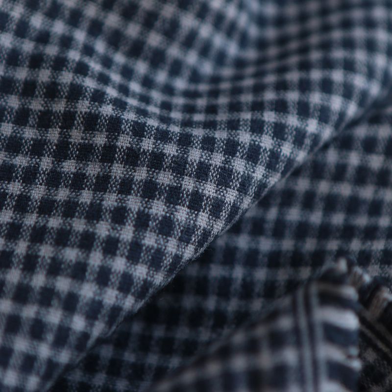 Billie - Coton gratté organique / flanelle imprimé carreaux tartan anthracite et taupe