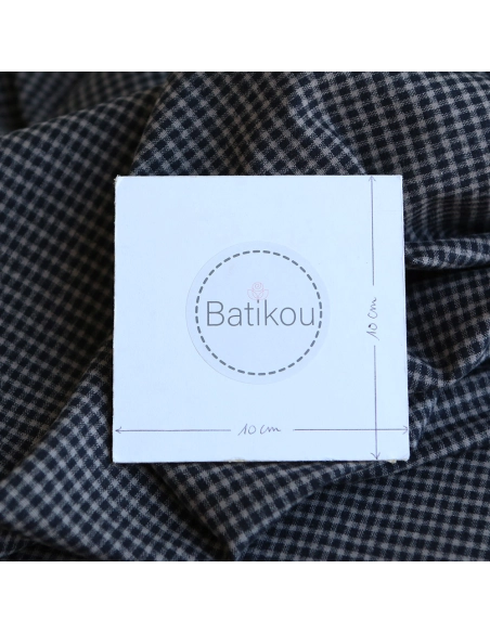 Billie - Coton gratté organique / flanelle imprimé carreaux tartan anthracite et taupe