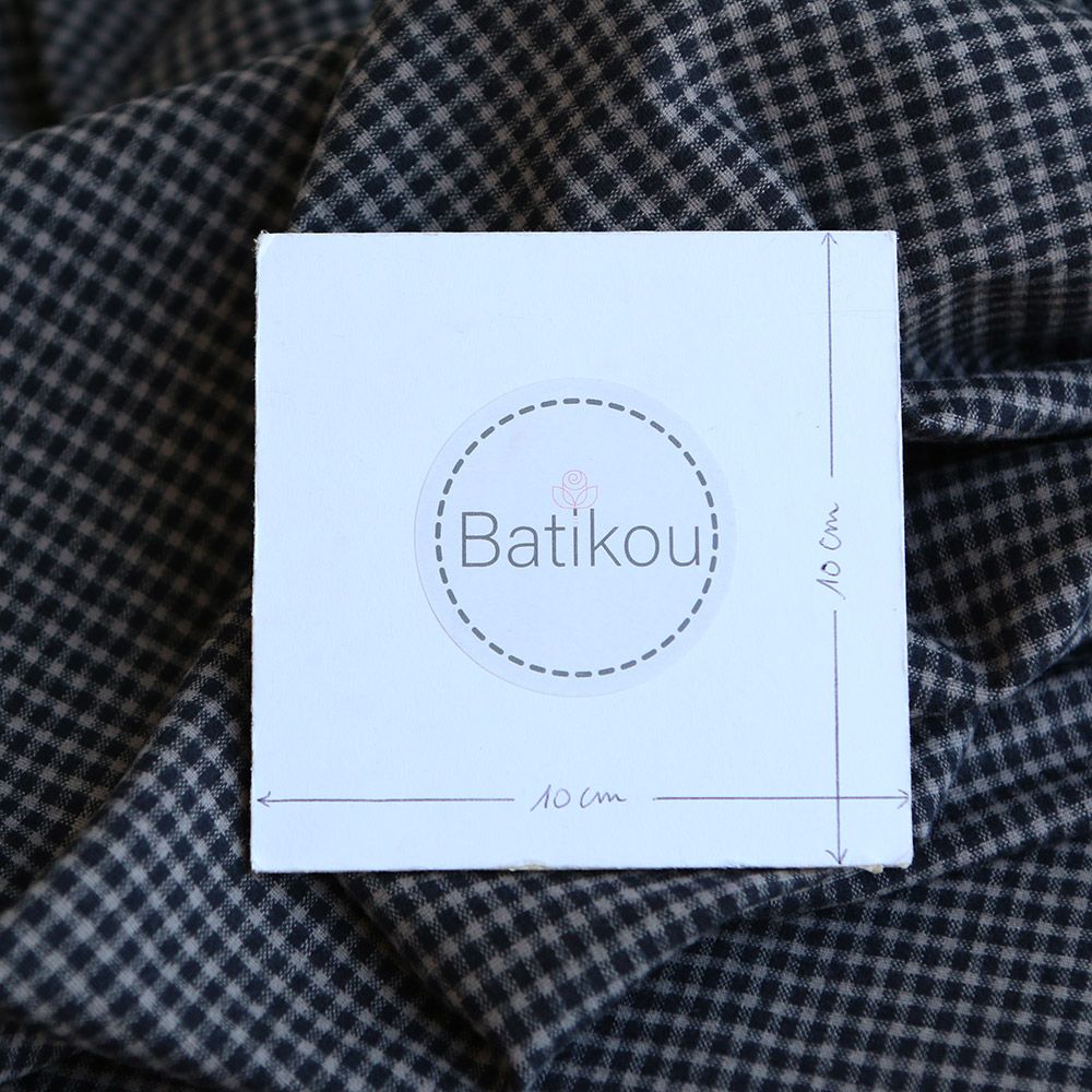 Billie - Coton gratté organique / flanelle imprimé carreaux tartan anthracite et taupe