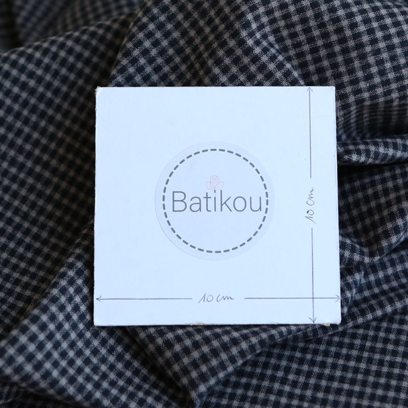 Billie - Coton gratté organique / flanelle imprimé carreaux tartan anthracite et taupe