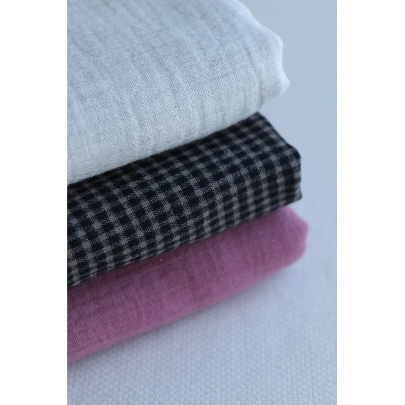 Billie - Coton gratté organique / flanelle imprimé carreaux tartan anthracite et taupe