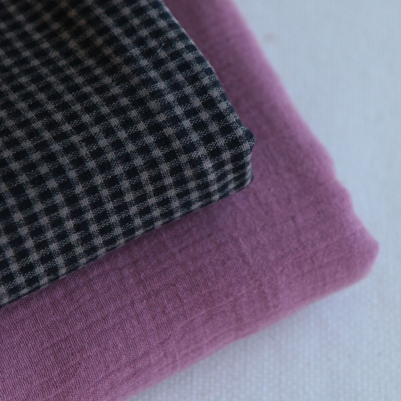 Billie - Coton gratté organique / flanelle imprimé carreaux tartan anthracite et taupe