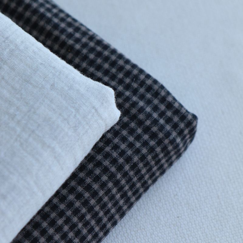 Billie - Coton gratté organique / flanelle imprimé carreaux tartan anthracite et taupe