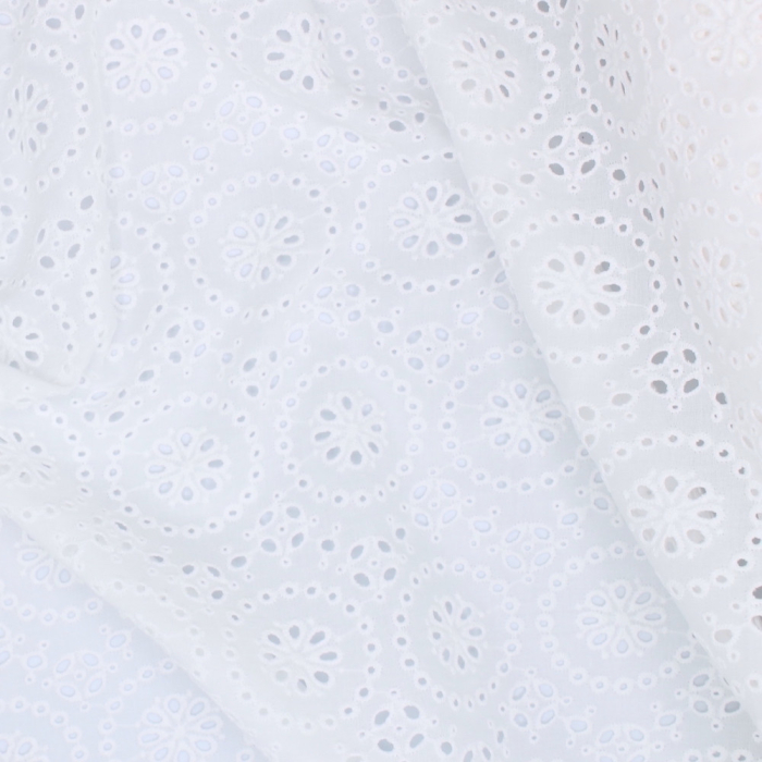 Broderie anglaise coton coloris BLANC Qualité Oeko-tex - 1