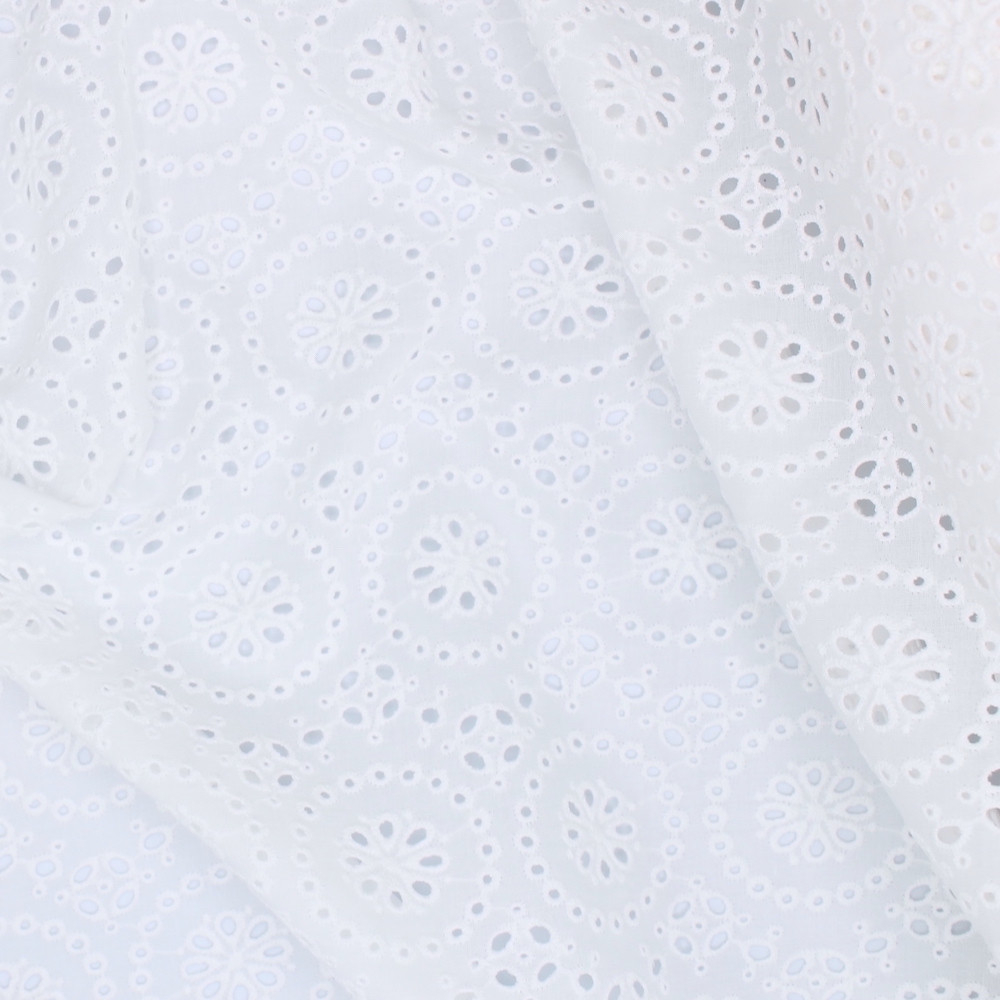 Broderie anglaise coton coloris BLANC Qualité Oeko-tex - 1