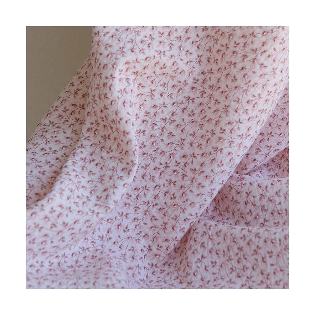 Harper - Double gaze de coton motif fleuri fond rose clair