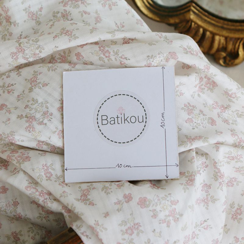 copy of Scarlett - Seersucker / Coton gaufré doux fond lait fleuri rose tendre