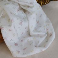 Morgane - Seersucker / Coton gaufré doux fleuri parme