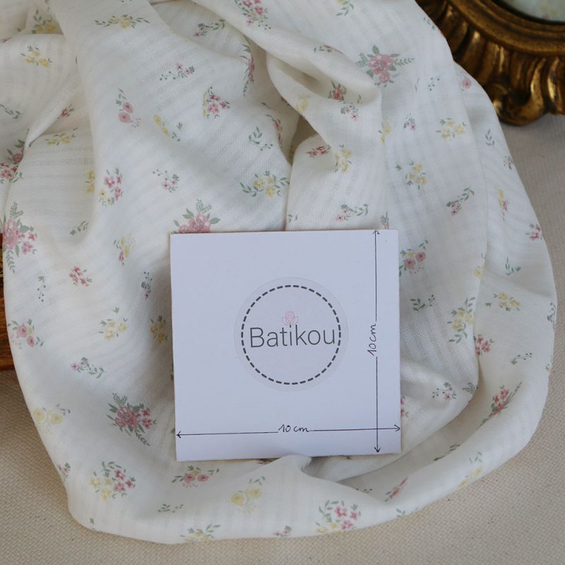 Morgane - Seersucker / Coton gaufré doux fleuri parme