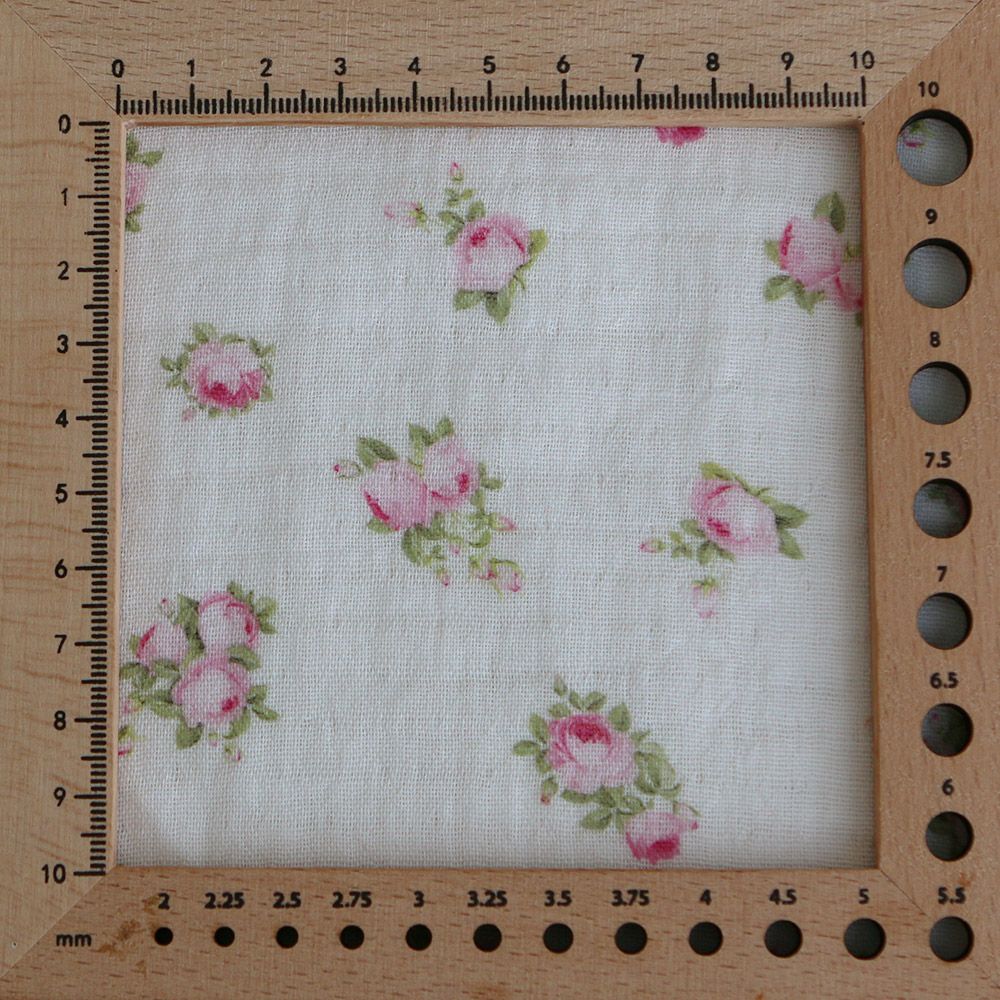 Rosabella - Double gaze de coton BIO blanc motif fleuri rose