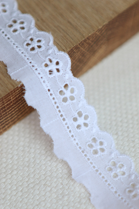 Galon coton broderie blanc15mm x1m