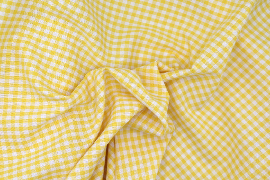 Coton vichy carreaux 10mm jaune citron