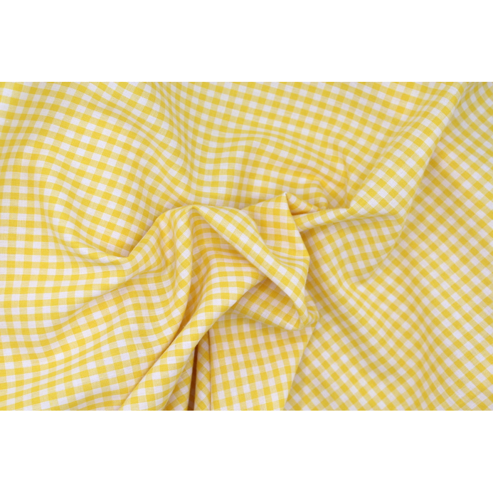 Coton vichy carreaux 10mm jaune citron