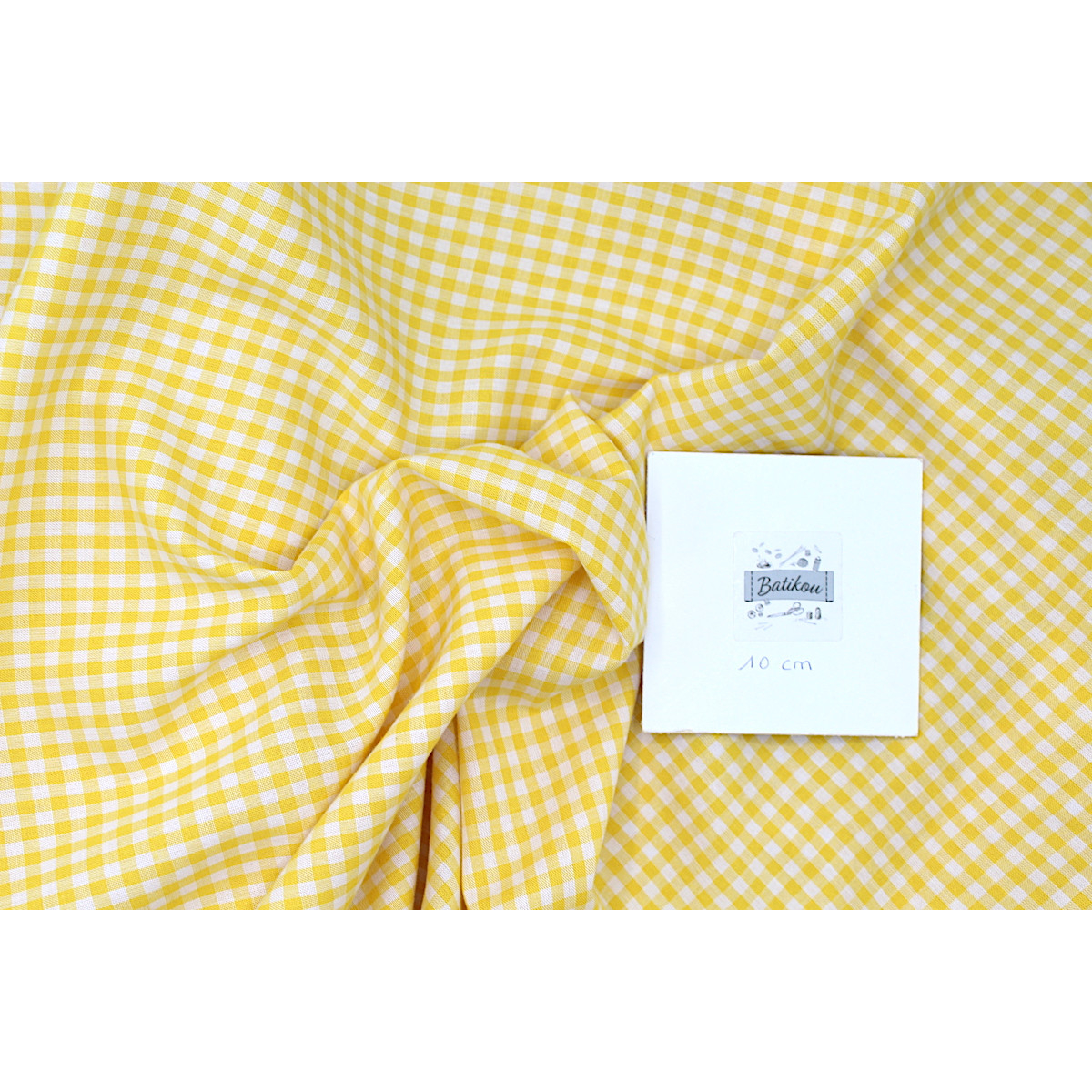 Coton vichy carreaux 10mm jaune citron Coton vichy carreaux 10mm jaune citron