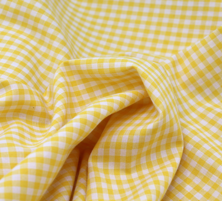 Coton vichy carreaux 10mm jaune citron