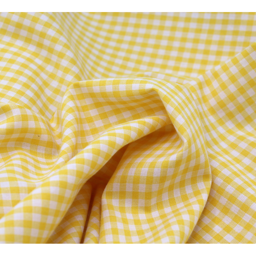 Coton vichy carreaux 10mm jaune citron