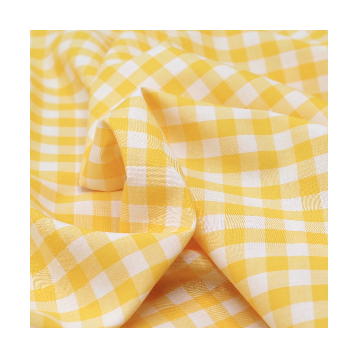 Coton vichy carreaux 10mm jaune citron Coton vichy carreaux 10mm jaune citron