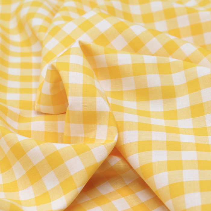 Coton vichy carreaux 10mm jaune citron