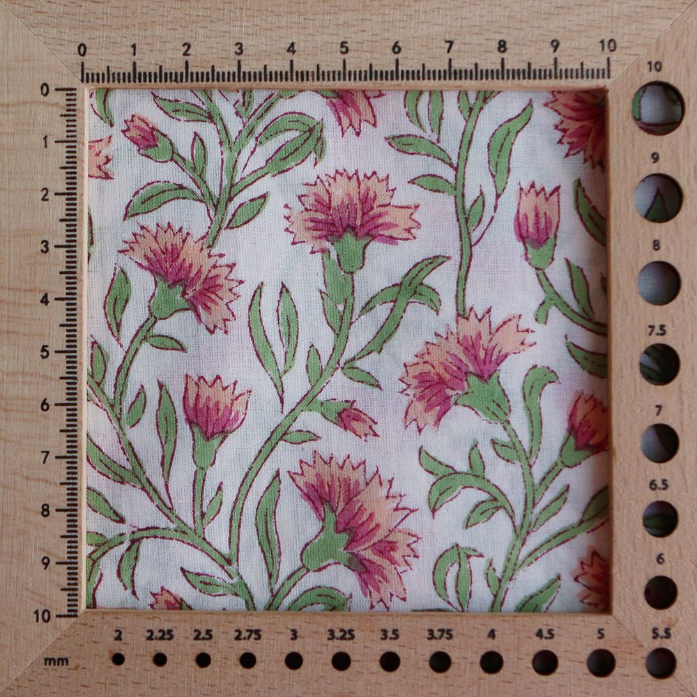 Jasmin - Tissu indien en coton imprimé main Hand Block Artisanal